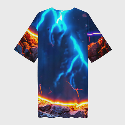 Женская длинная футболка Сурикат и удар молнии / 3D-принт – фото 2