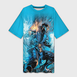 Футболка женская длинная Mortal Kombat - Sub-Zero, цвет: 3D-принт