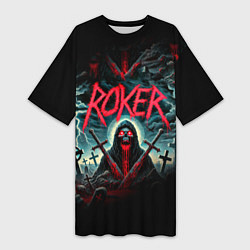 Футболка женская длинная Roker - blood in the ground, цвет: 3D-принт