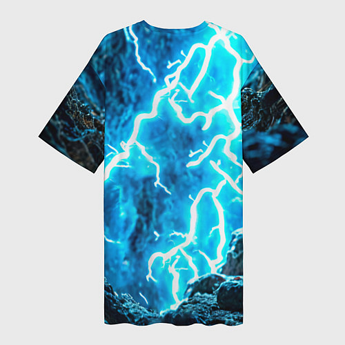 Женская длинная футболка Волк в разрядах молнии / 3D-принт – фото 2