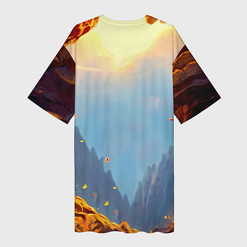 Женская длинная футболка Сурикат в огне / 3D-принт – фото 2