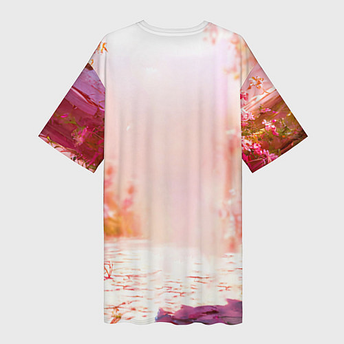 Женская длинная футболка Альпака в розовом / 3D-принт – фото 2