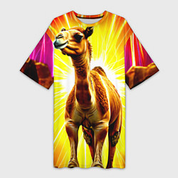 Женская длинная футболка Верблюд в ярких лучах