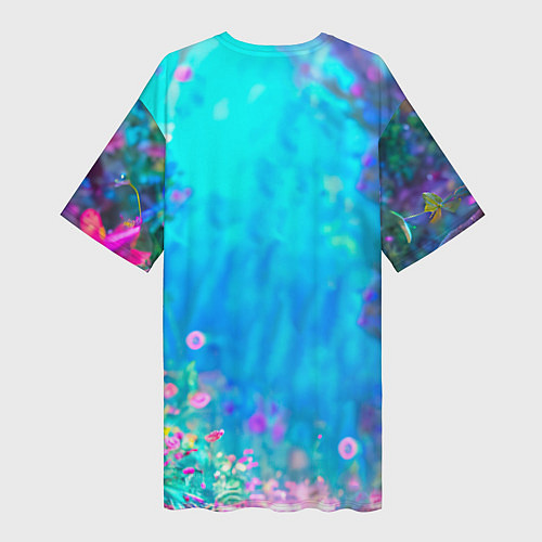 Женская длинная футболка Яркий павлин / 3D-принт – фото 2