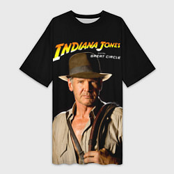 Футболка женская длинная Indiana Jones and the Great Circle, цвет: 3D-принт