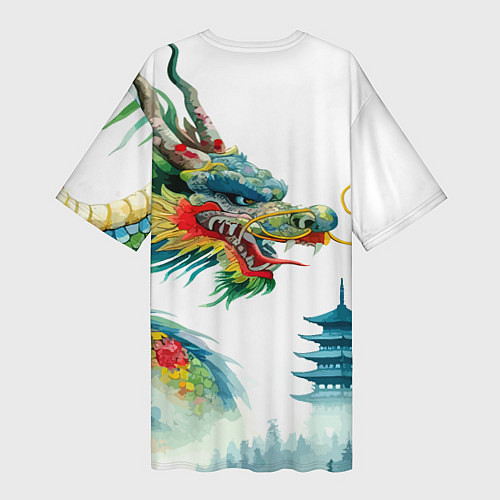 Женская длинная футболка Japanese watercolor dragon - art / 3D-принт – фото 2