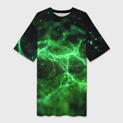 Женская длинная футболка Зеленая связь текстура