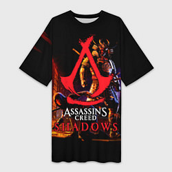 Футболка женская длинная Assassins Creed Shadows - samurai, цвет: 3D-принт