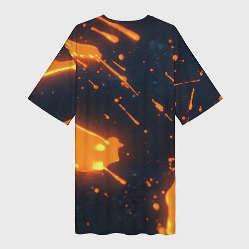 Женская длинная футболка Оранжевая краска в движении / 3D-принт – фото 2