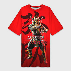 Женская длинная футболка Assassins Creed Shadows - samurai Yasuke