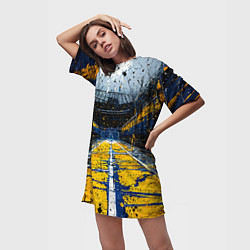 Футболка женская длинная Спортивная площадка, цвет: 3D-принт — фото 2