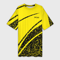 Женская длинная футболка Sport жёлто-чёрный в крапинку