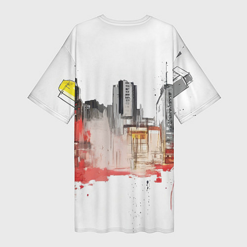 Женская длинная футболка Бэтмен на фоне города / 3D-принт – фото 2