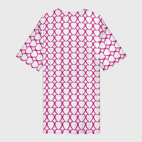 Женская длинная футболка Контурный паттерн соединённые сердца / 3D-принт – фото 2