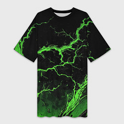 Женская длинная футболка Зеленая молния разлома