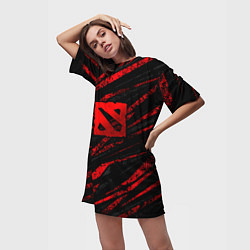 Футболка женская длинная Dota 2 - красные потертости, цвет: 3D-принт — фото 2