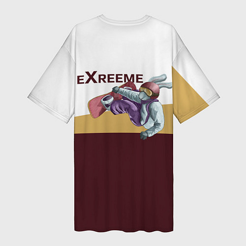 Женская длинная футболка Экстрим сноуборд / 3D-принт – фото 2