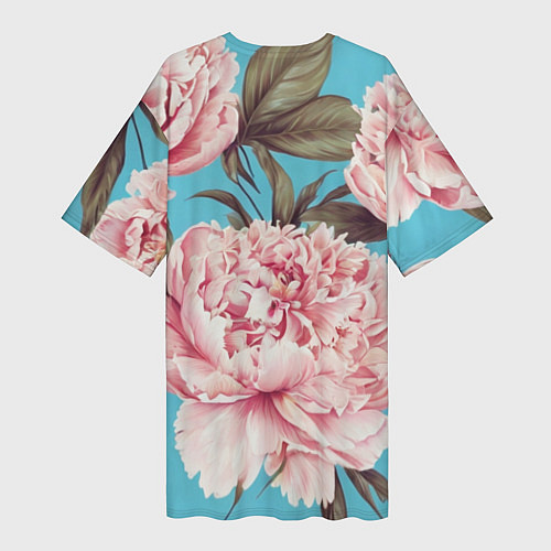 Женская длинная футболка Самая лучшая бабушка на фоне пионов / 3D-принт – фото 2