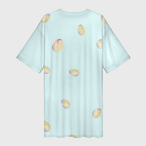 Женская длинная футболка Кролик радостный с яйцами / 3D-принт – фото 2