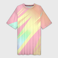 Футболка женская длинная Нежный розовый абстрактный, цвет: 3D-принт