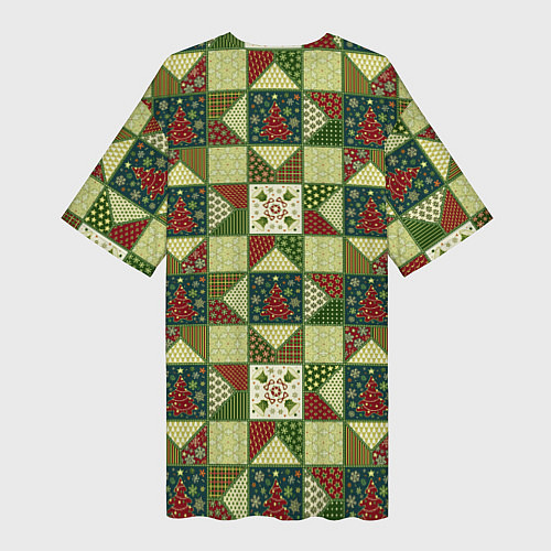 Женская длинная футболка Лоскутный рождественский узор / 3D-принт – фото 2