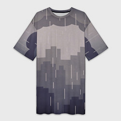 Футболка женская длинная Вечерний дождь, цвет: 3D-принт