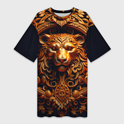 Женская длинная футболка Лев узор