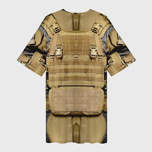 Женская длинная футболка Бронежилет цвета хаки армия России / 3D-принт – фото 2