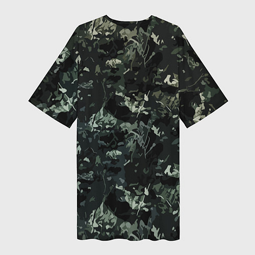 Женская длинная футболка Медведь снайпер в лиственном камуфляже / 3D-принт – фото 2