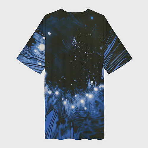 Женская длинная футболка Единорог и светлячки / 3D-принт – фото 2