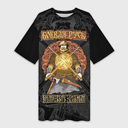 Футболка женская длинная Боевая Русь русский богатырь, цвет: 3D-принт