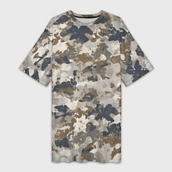 Футболка женская длинная Светлый камуфляж, цвет: 3D-принт