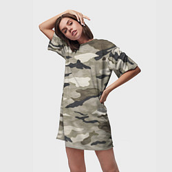 Футболка женская длинная Песочный камуфляж, цвет: 3D-принт — фото 2