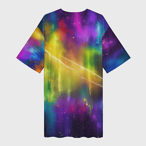 Женская длинная футболка Человек - паук радужные краски / 3D-принт – фото 2