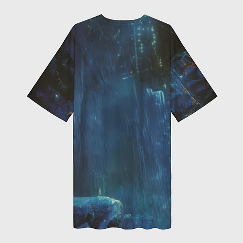 Женская длинная футболка Человек - паук в ночном городе / 3D-принт – фото 2