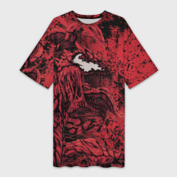 Женская длинная футболка Красный веном текстура Карнажа