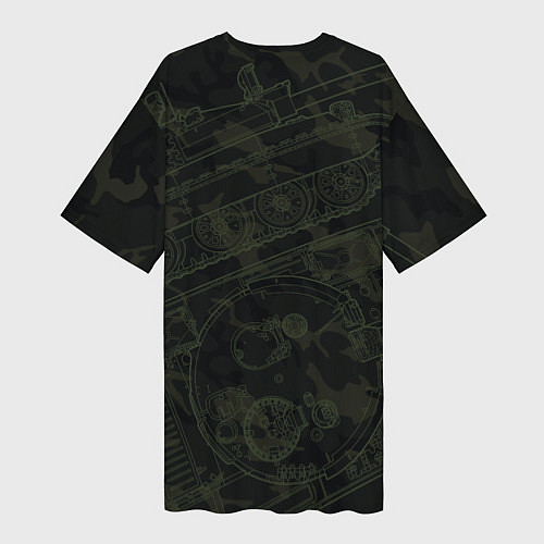 Женская длинная футболка Советский средний танк Т-62 / 3D-принт – фото 2