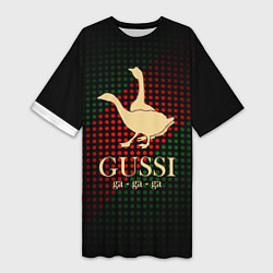 Футболка женская длинная Гуси га-га-га, цвет: 3D-принт