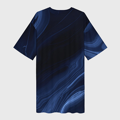 Женская длинная футболка Тёмный синий абстракция дымчатый / 3D-принт – фото 2