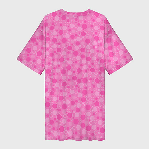 Женская длинная футболка Малиново розовые пузыри и горохи / 3D-принт – фото 2