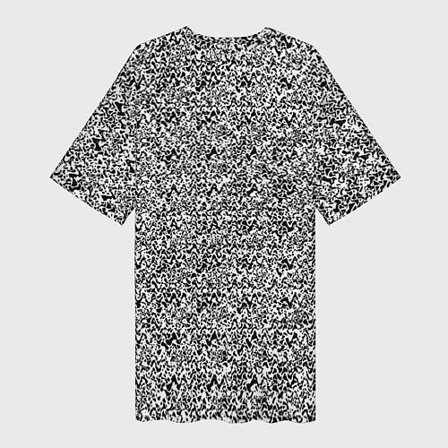 Женская длинная футболка Чёрно-белый текстурный / 3D-принт – фото 2