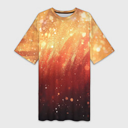 Футболка женская длинная Желто-красная текстура блестящая, цвет: 3D-принт