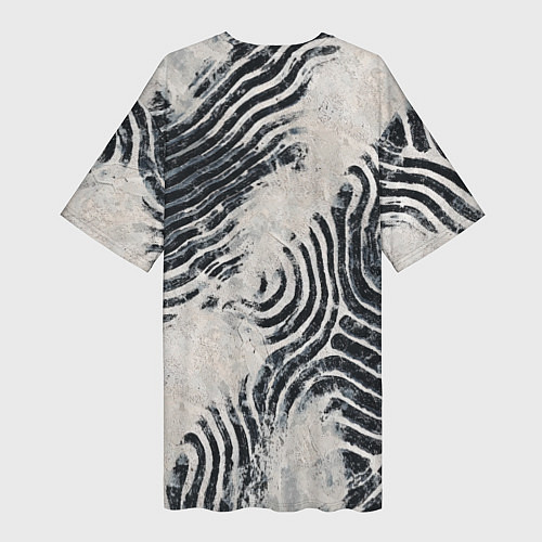 Женская длинная футболка Текстура гранж - абстрактные линии / 3D-принт – фото 2