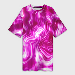 Футболка женская длинная Завихрения - оттенки розового и белого, цвет: 3D-принт