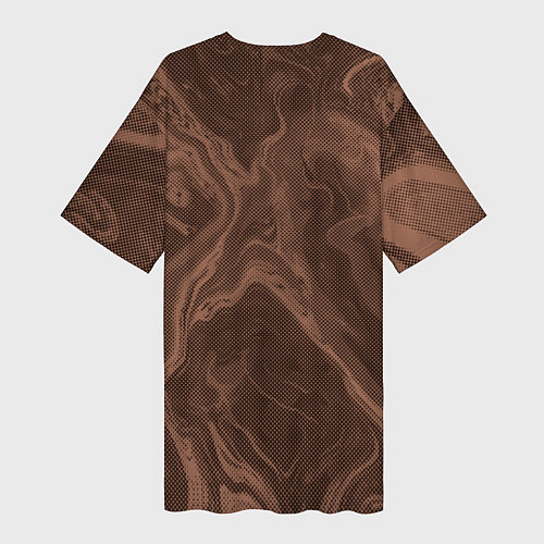 Женская длинная футболка Коричневый абстракция в точку / 3D-принт – фото 2
