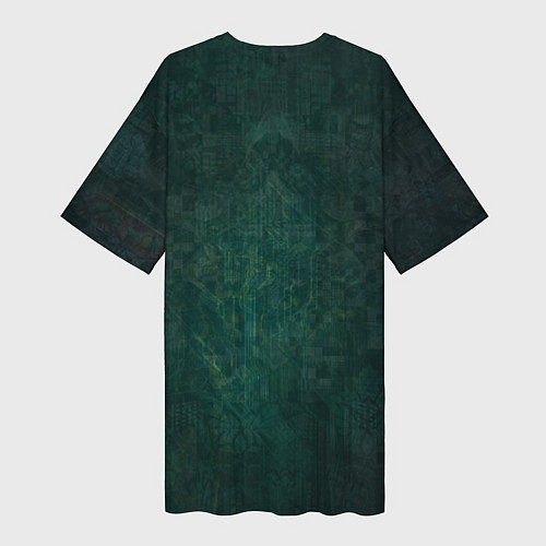 Женская длинная футболка Девушка-андроид в зелёных тонах / 3D-принт – фото 2