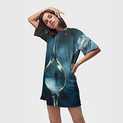 Футболка женская длинная Люди в каплях, цвет: 3D-принт — фото 2