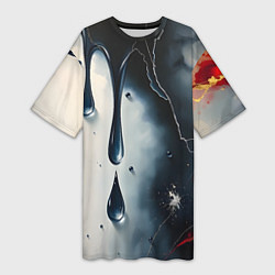Женская длинная футболка Сюрреалистичная абстракция с каплями