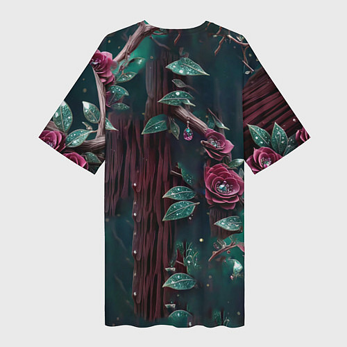 Женская длинная футболка Волшебная сова в самоцветном лесу / 3D-принт – фото 2
