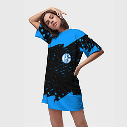 Футболка женская длинная Schalke 04 fc blue color, цвет: 3D-принт — фото 2